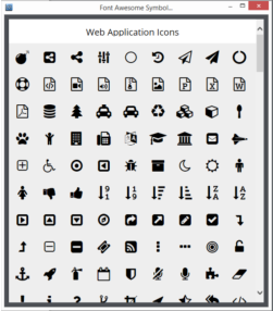 Screen shot of some of Font Awesome Web Applicaiton Icons.