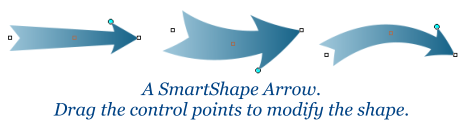 A SmartShape Arrow. Drag the control points to modify the shape.